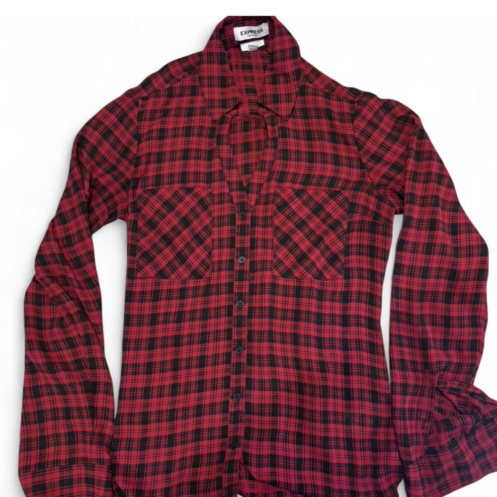 Express Portofino Slim Plaid Button-Down Shirt – XS Slim - Picture 6 of 9
